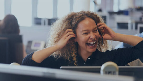 Smiling woman on the phone